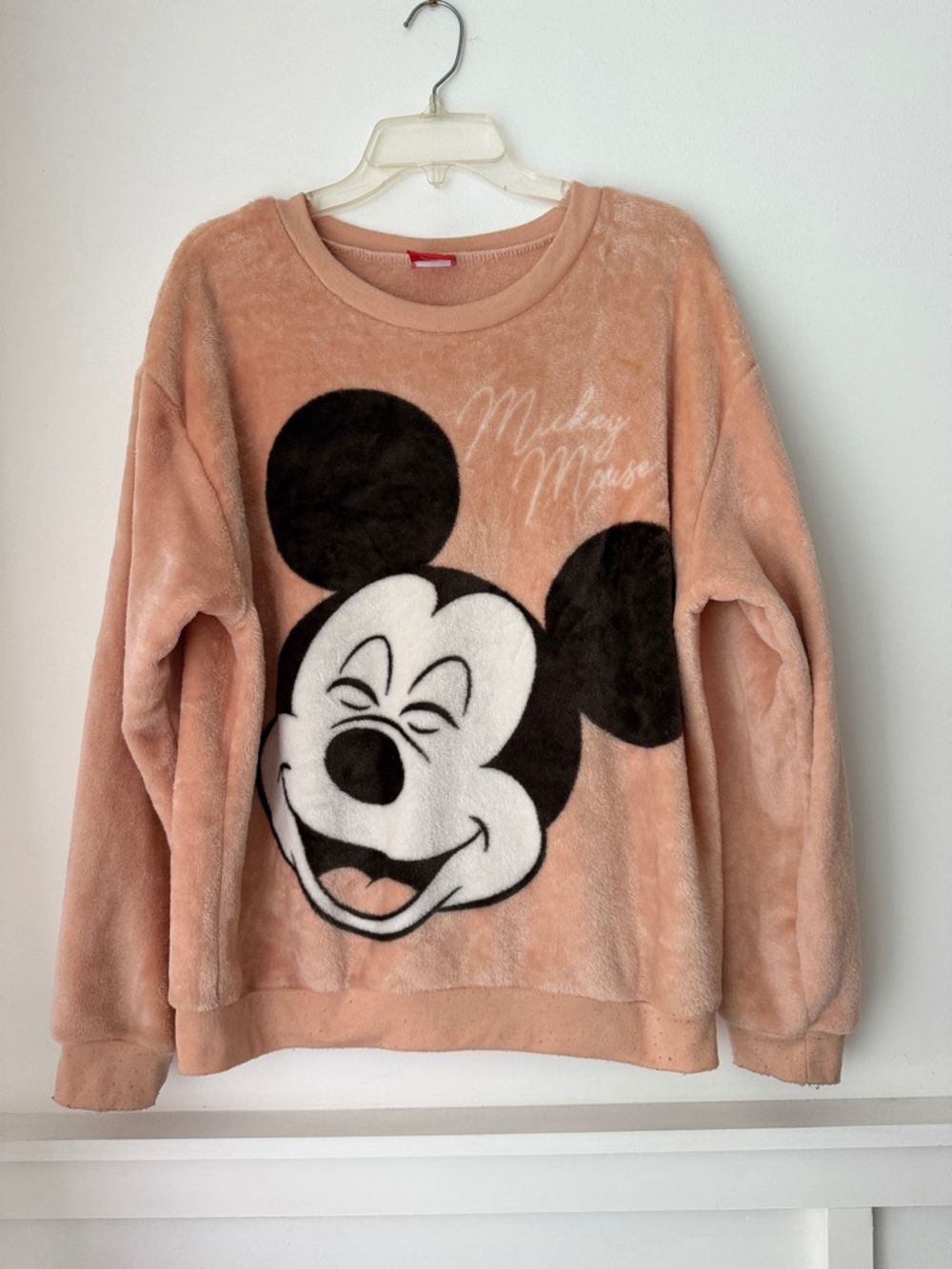 Disney Peach and Black Plush Crewneck